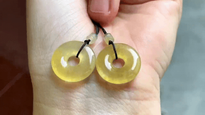 71232 翡翠黃金甜甜圈一對 (16.2mm直徑)