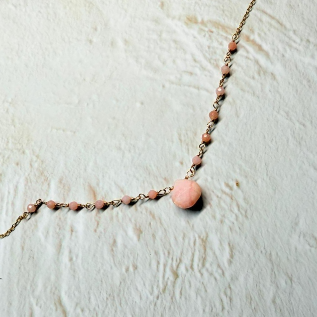 【現貨】全人手手工繞線手鍊 • 粉紅蛋白石