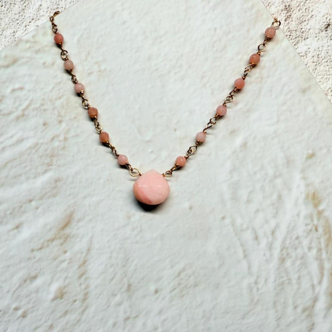 【現貨】全人手手工繞線手鍊 • 粉紅蛋白石