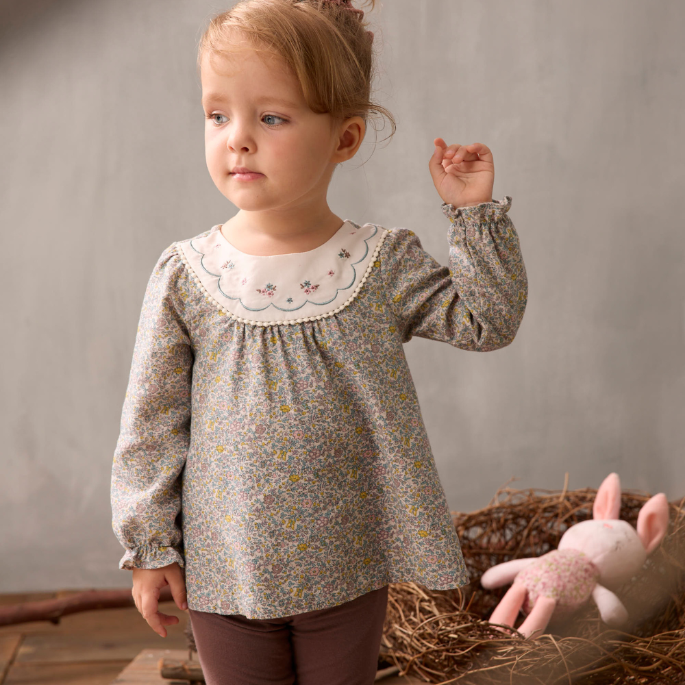 PIPPY經典印花棉質圓領長袖上衣 紫