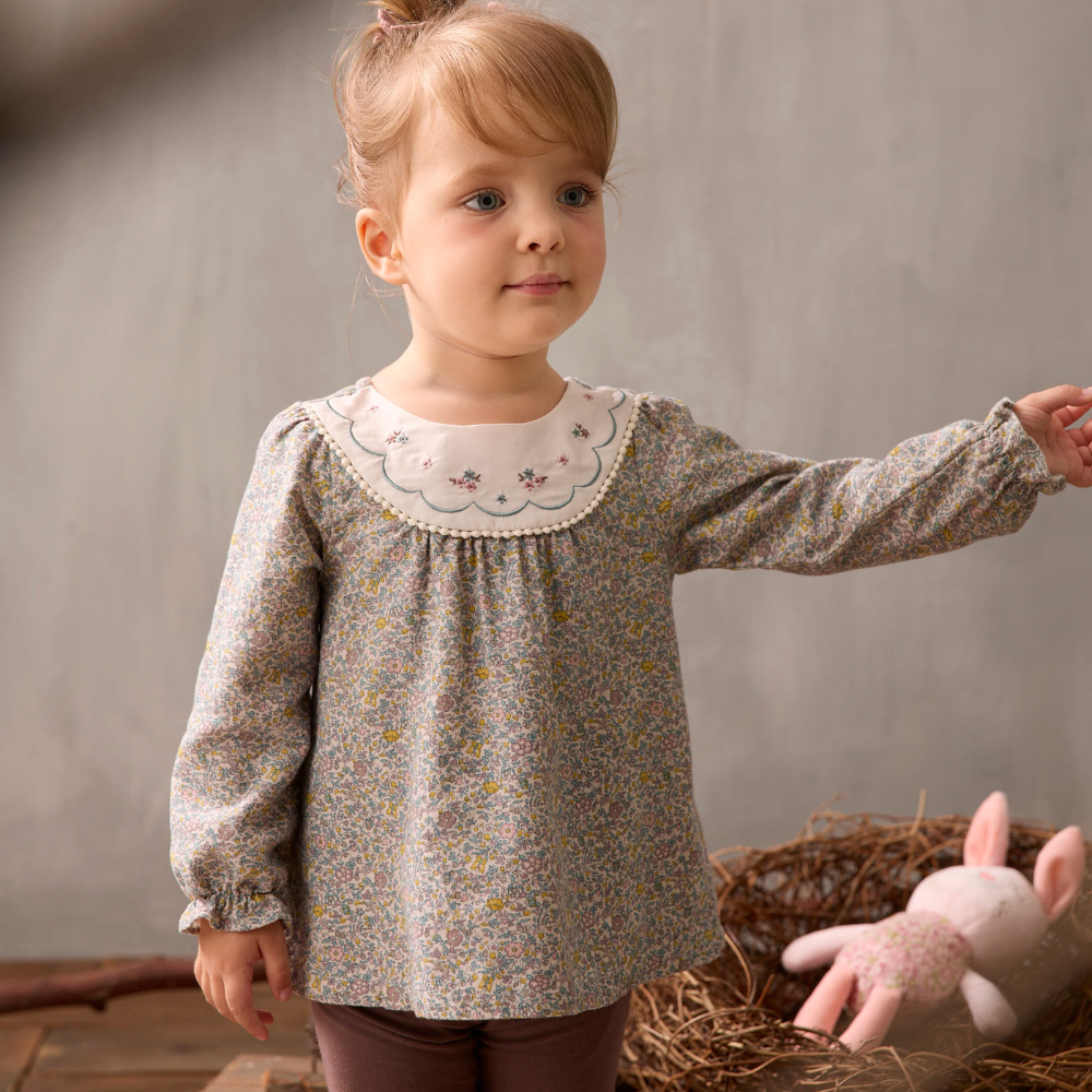 PIPPY經典印花棉質圓領長袖上衣 紫