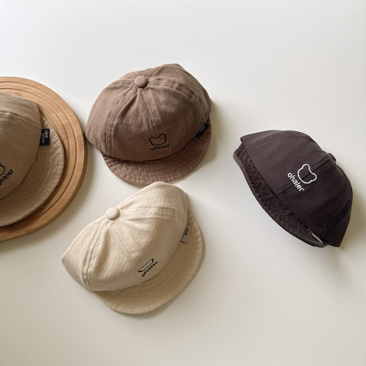 純色小熊英文軟沿帽