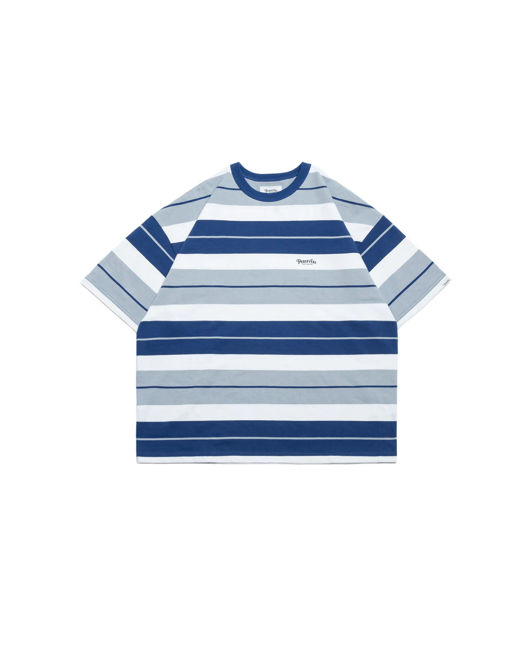 PERSEVERE SUMMER STRIPE T-SHIRT - DARK & LIGHT BLUE STRIPE