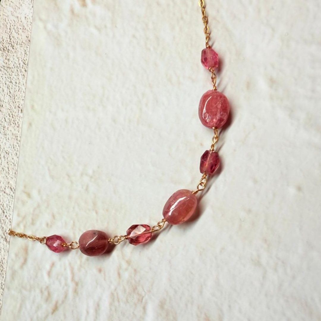 【現貨】全人手手工繞線手鍊 • 粉紅碧璽