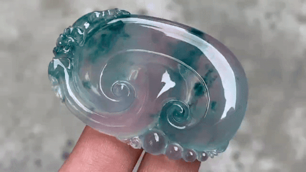 712313 翡翠高冰飄彩如意