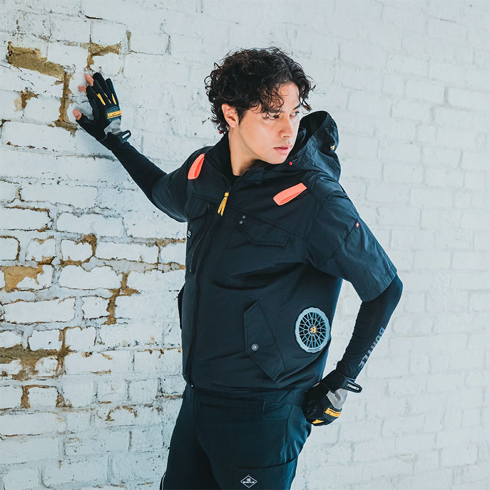 AC1156-35 短袖上衣 空調風扇衣 黑色 24V組合