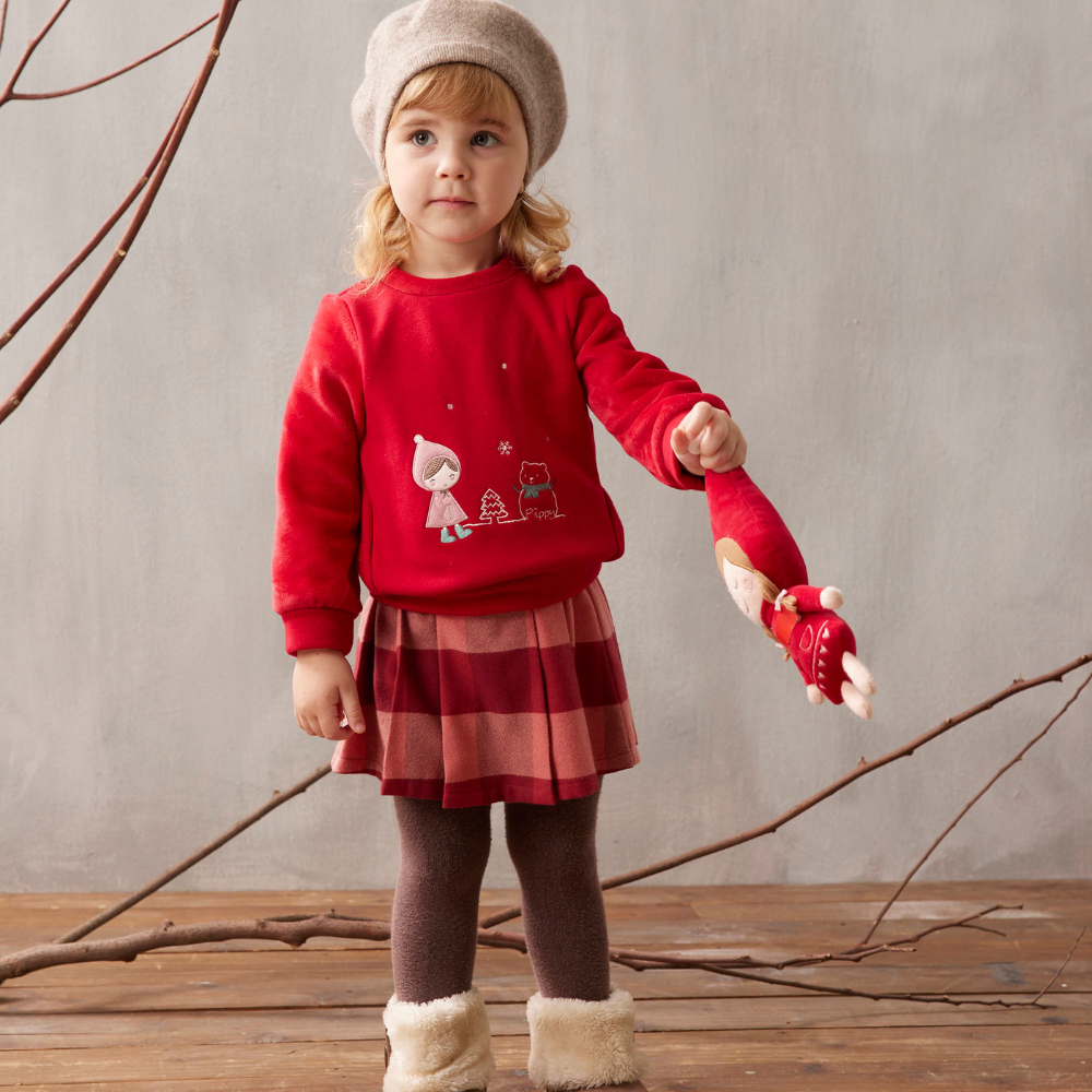 PIPPY 喜氣洋洋小紅帽森林聚會圓領長袖上衣 紅