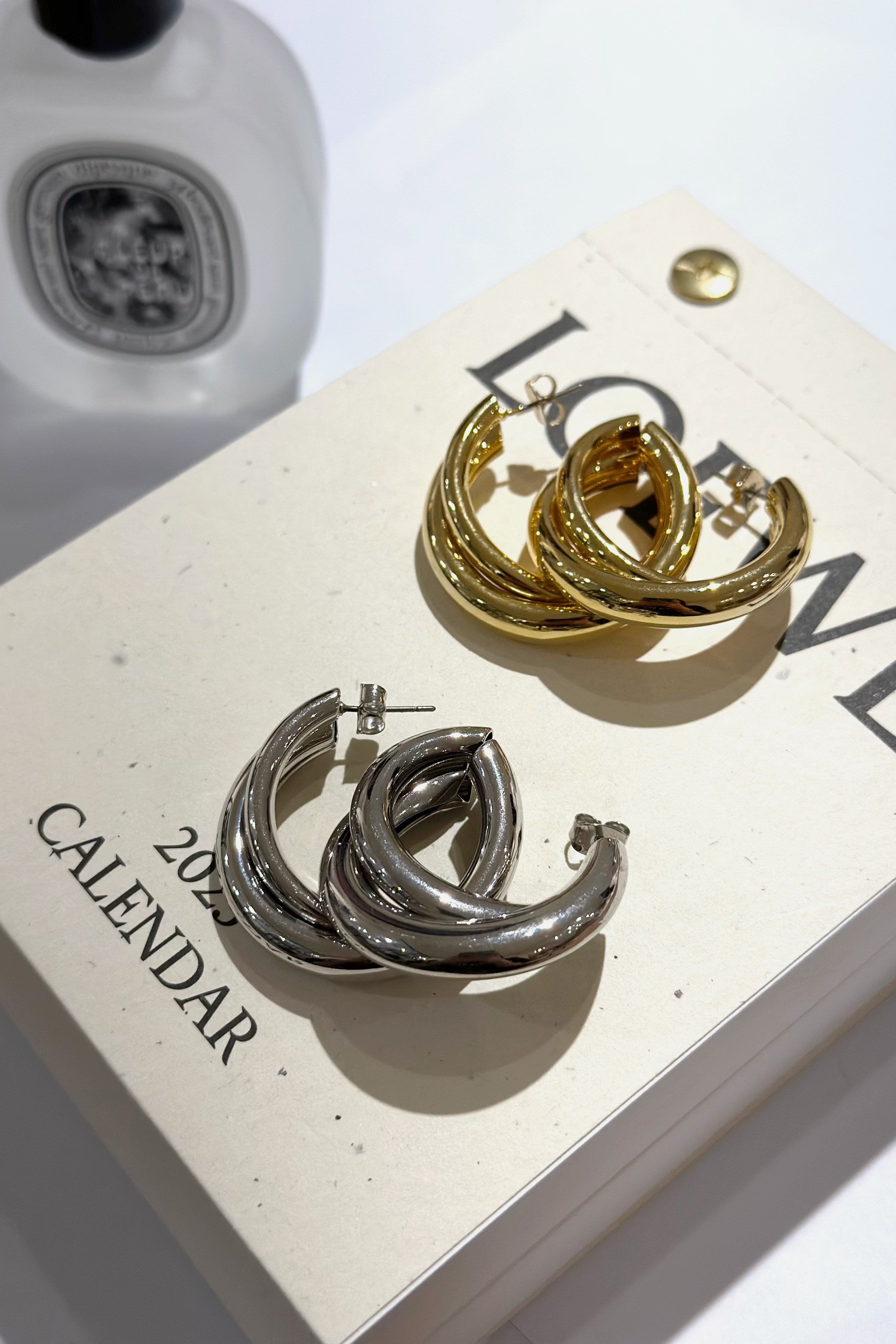 (現貨) 雙層拼接C字耳環 GH66