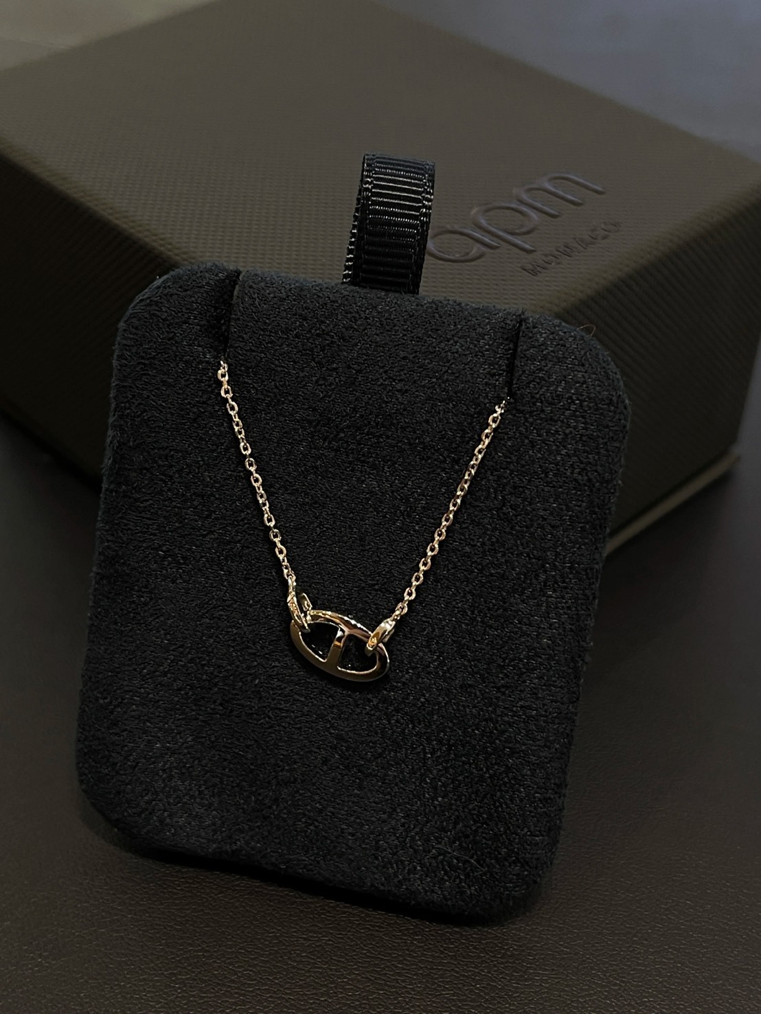 APM MONACO MAILLE MARINE 鑲嵌設計 豬鼻子925銀 項鍊