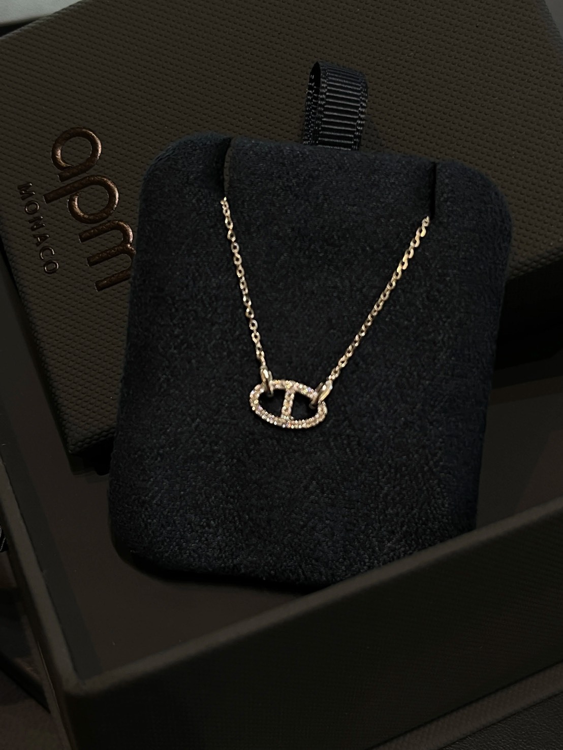 APM MONACO MAILLE MARINE 鑲嵌設計 豬鼻子925銀 項鍊