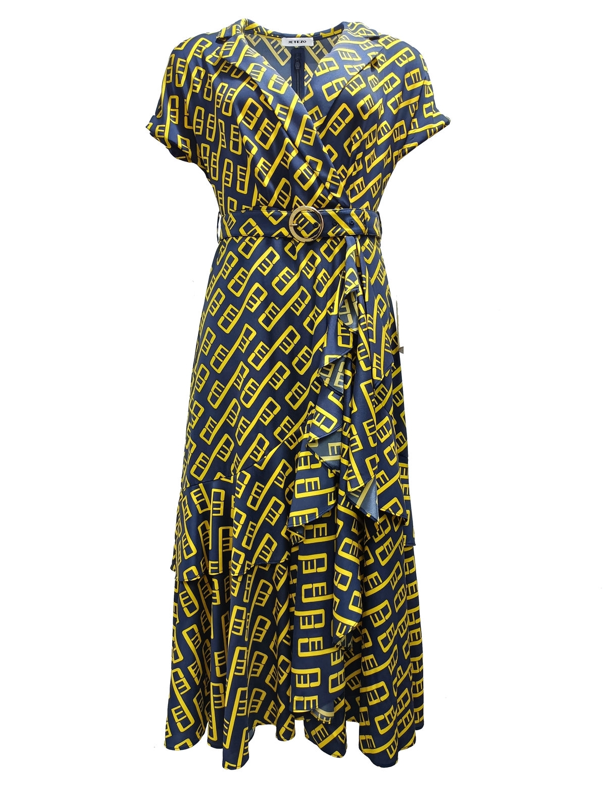 BC1EE150E1 濱海風情桑蠶絲印花logo連衣裙洋 (附本布腰帶)