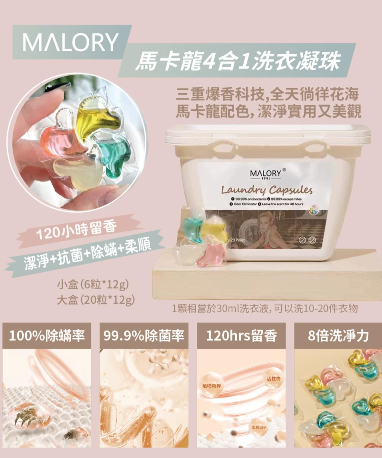 【直播】MALORY LL072238 馬卡龍4合1洗衣凝珠 (大盒20粒裝 - 1套3盒)