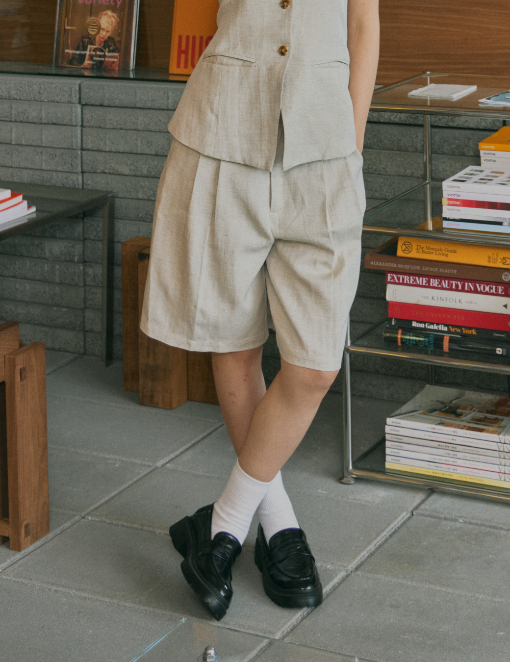 前打折寬鬆西裝五分褲（3尺寸）