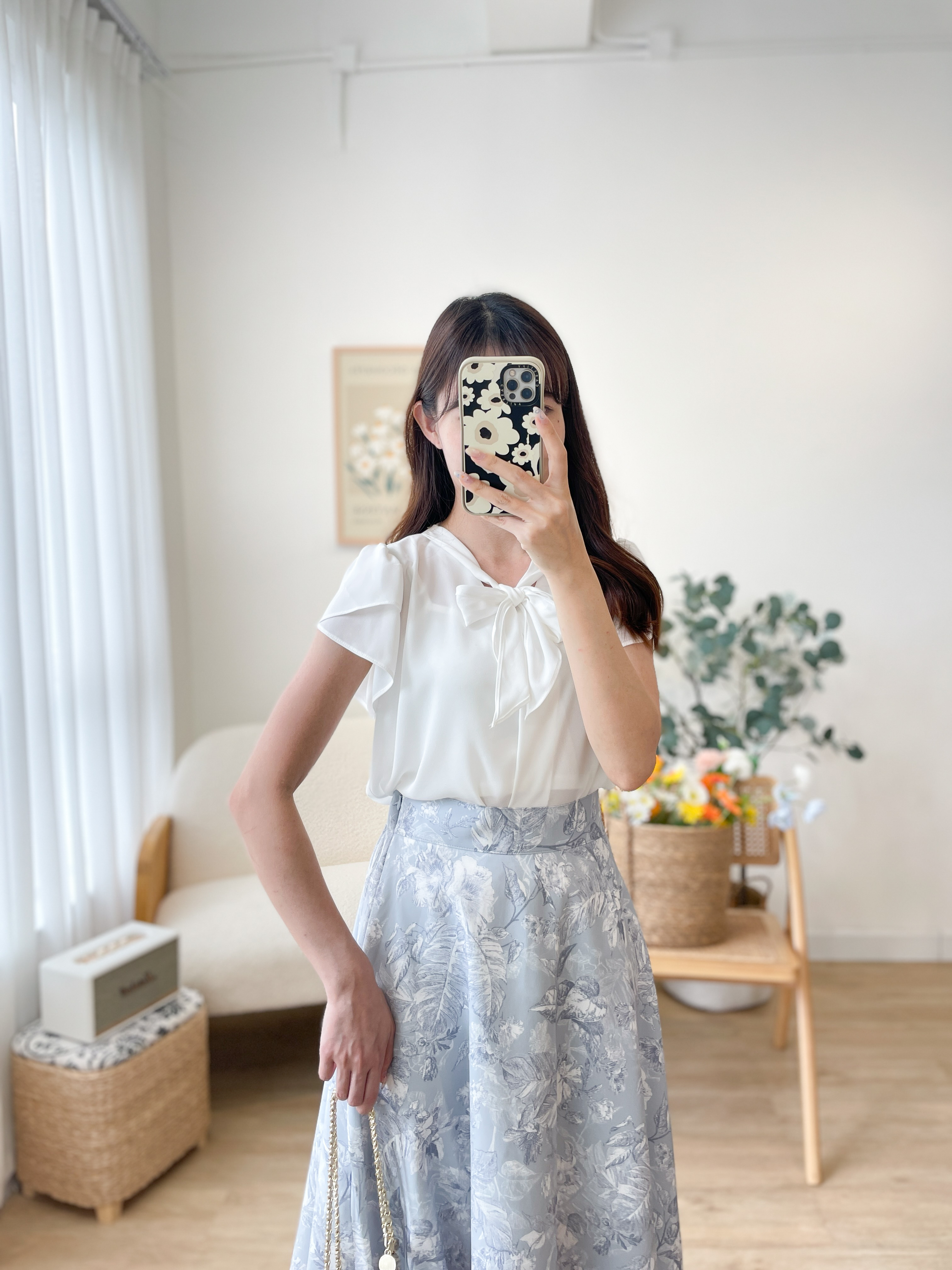 T1338 Soft Tie Ocean Blouse