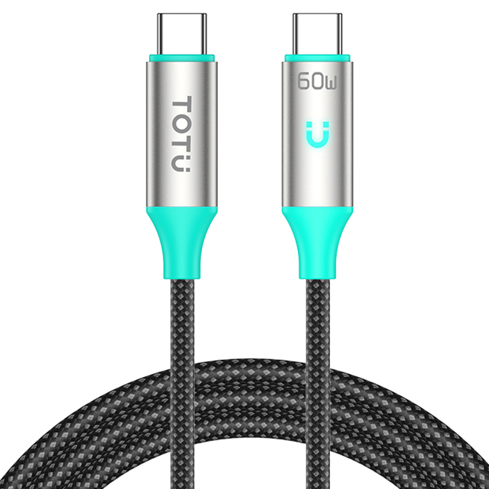 TOTU 拓途 智能斷電 雙Type-C/PD充電線傳輸線編織快充線 QC4.0 LED呼吸燈 EcoSnap系列 1.2M