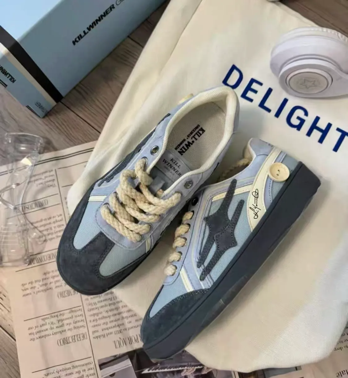 Killwinner 海鹽椰子灰 藍灰色 復古 運動 麂皮 德訓鞋 KW-2024001-BG