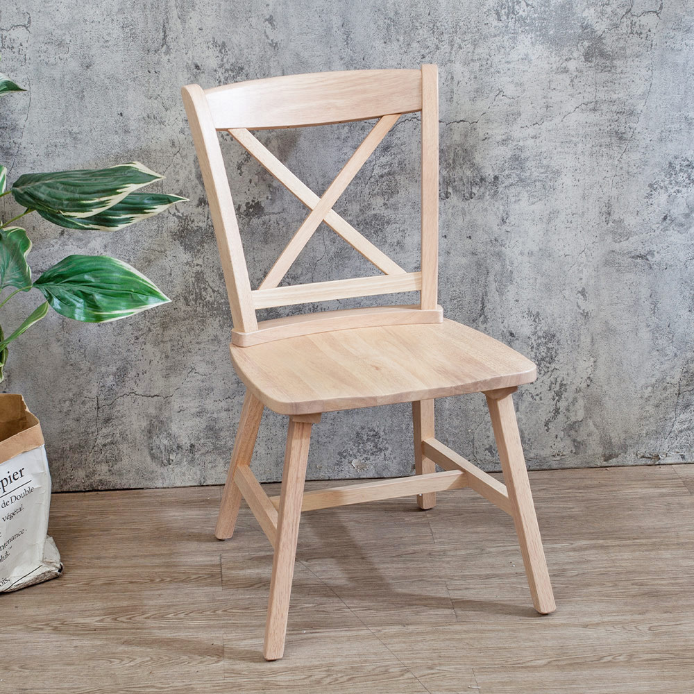 哈德實木餐椅/單椅-鄉村木紋色