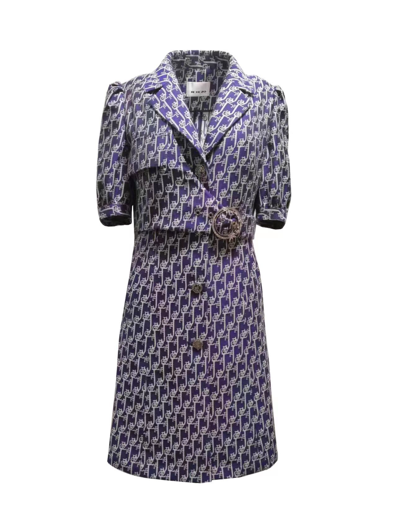 BC1EE166E2 濱海風情jetezo字母緹花深藍連衣裙洋