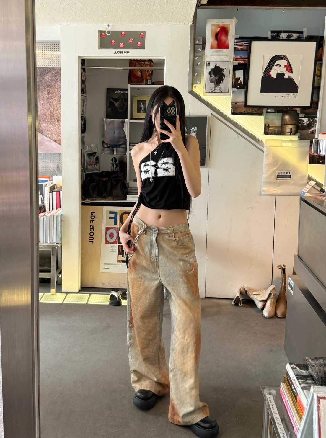 現貨! 9.amez project  Dirty fit diamond pants 小鑽髒髒褲