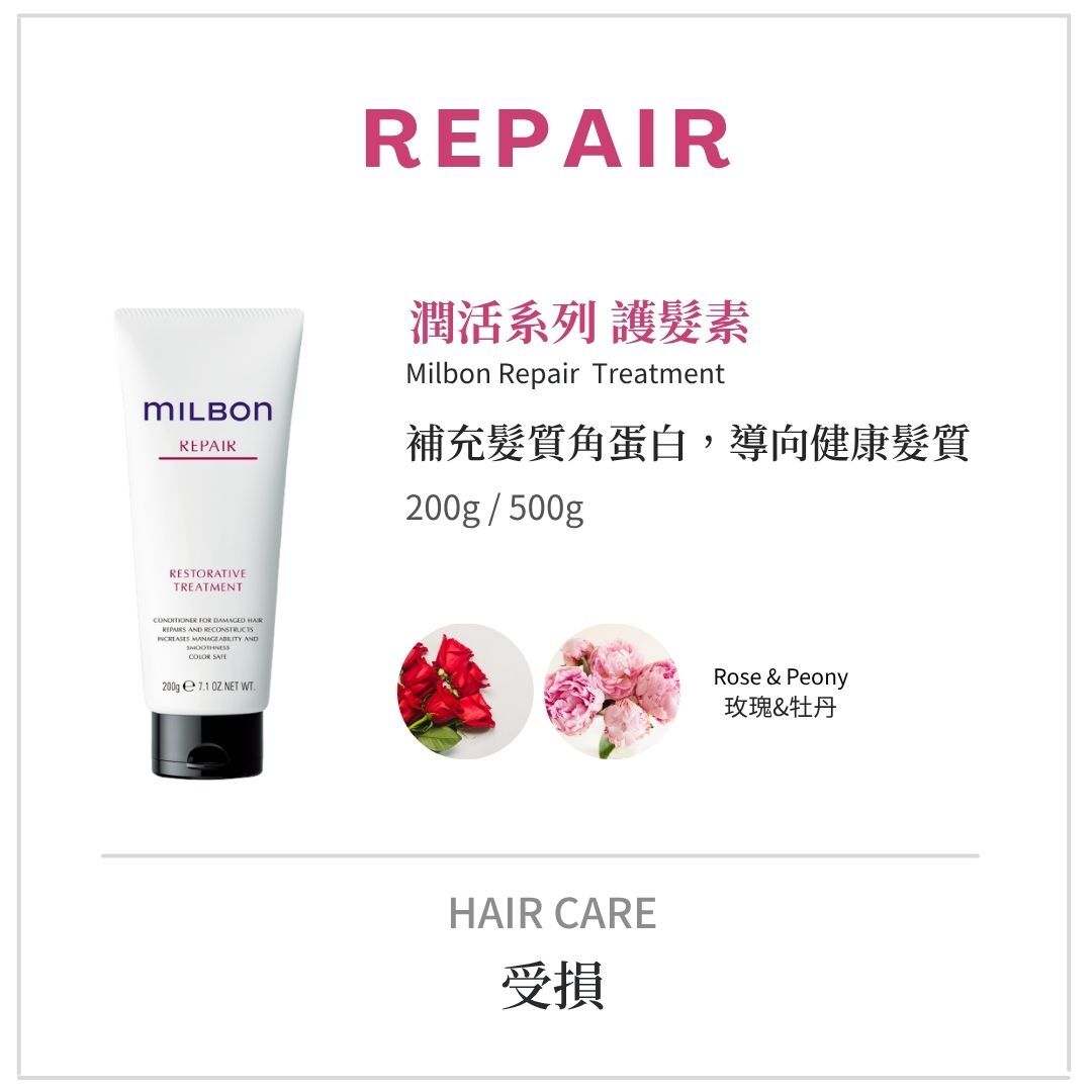 MILBON《潤活洗護系列》染燙嚴重受損洗髮精推薦|
