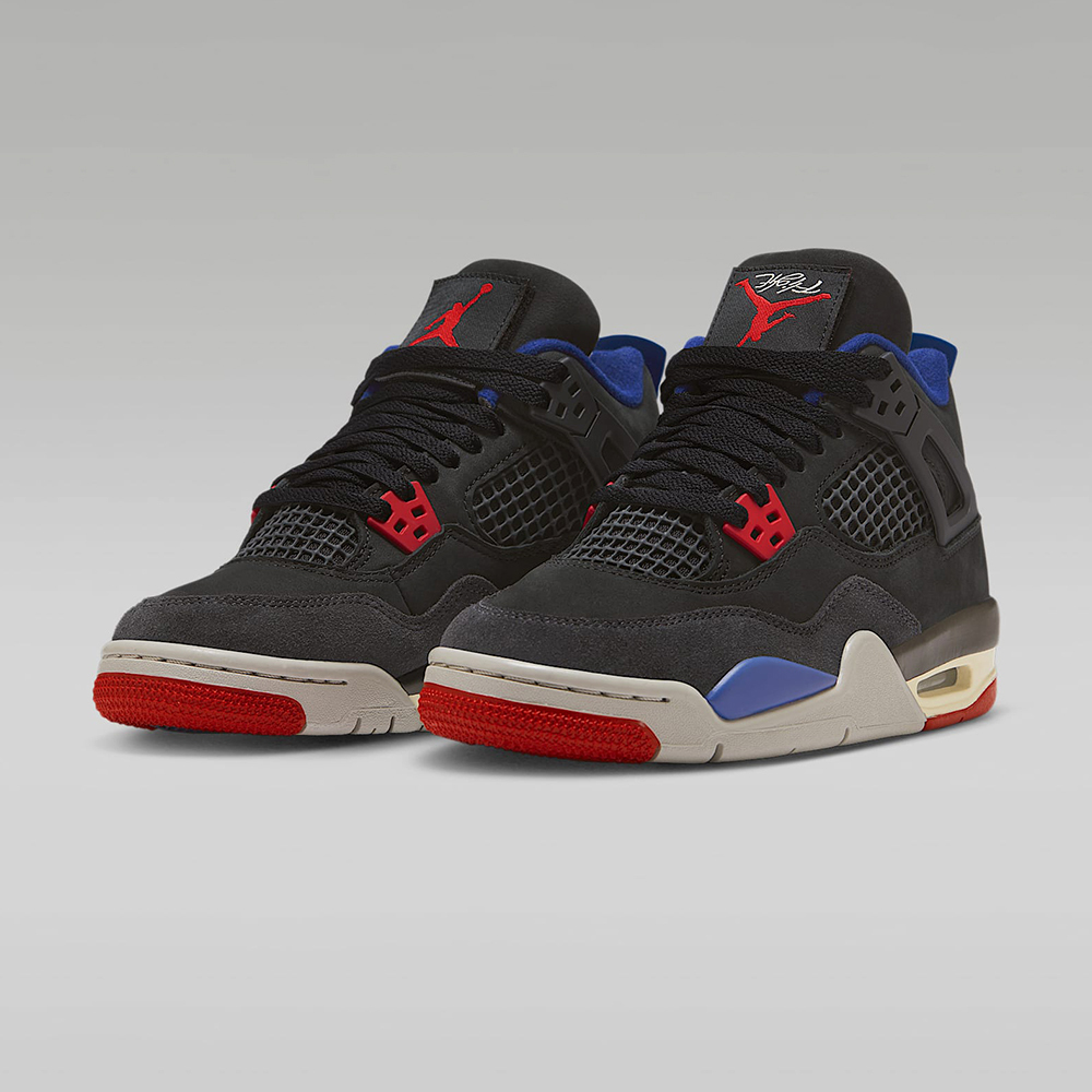 Nike Air Jordan 4 Retro OG 大童 黑藍紅灰色 麂皮 AJ4 運動 休閒鞋 IB4171-003