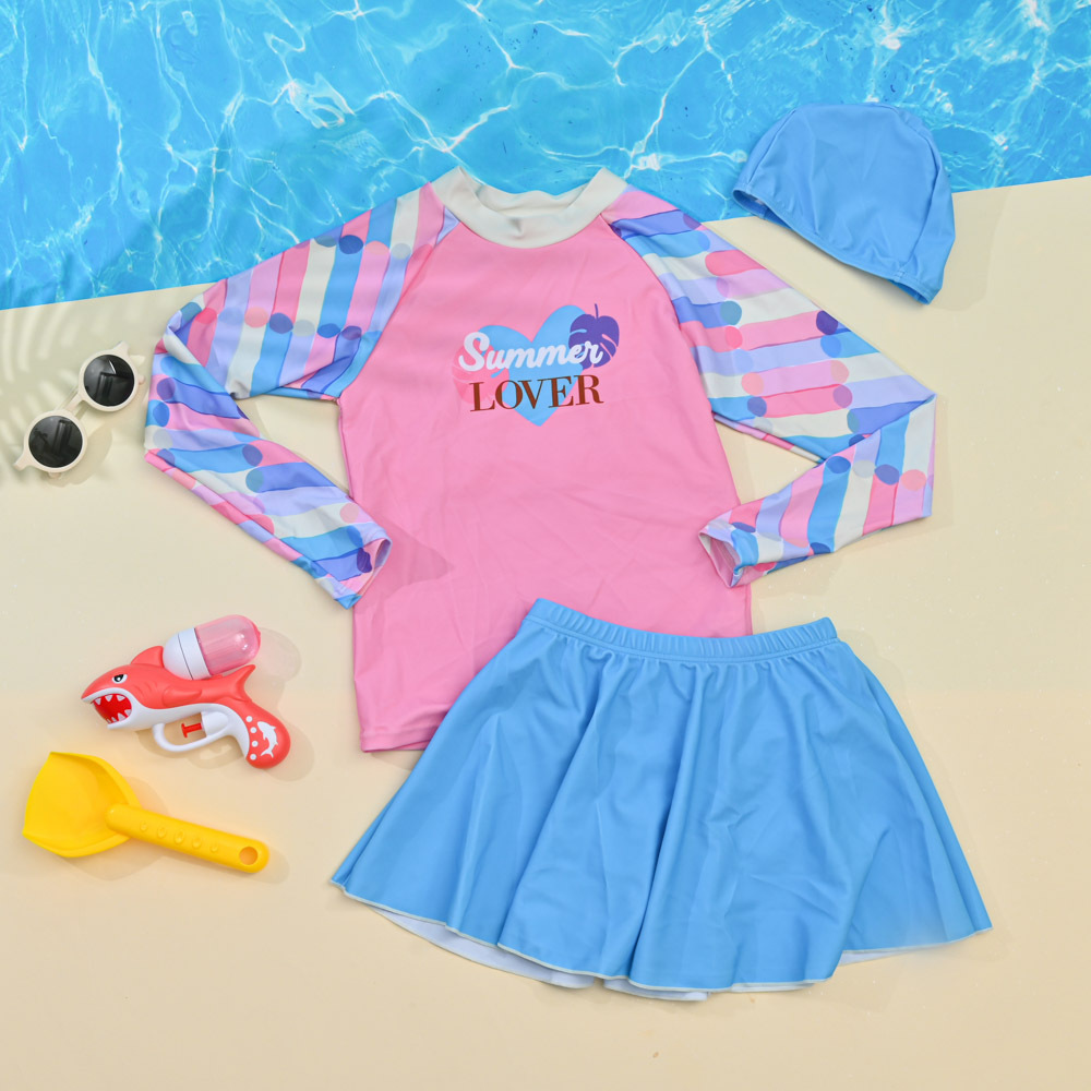 YG564-女童長袖三件式裙裝-色塊