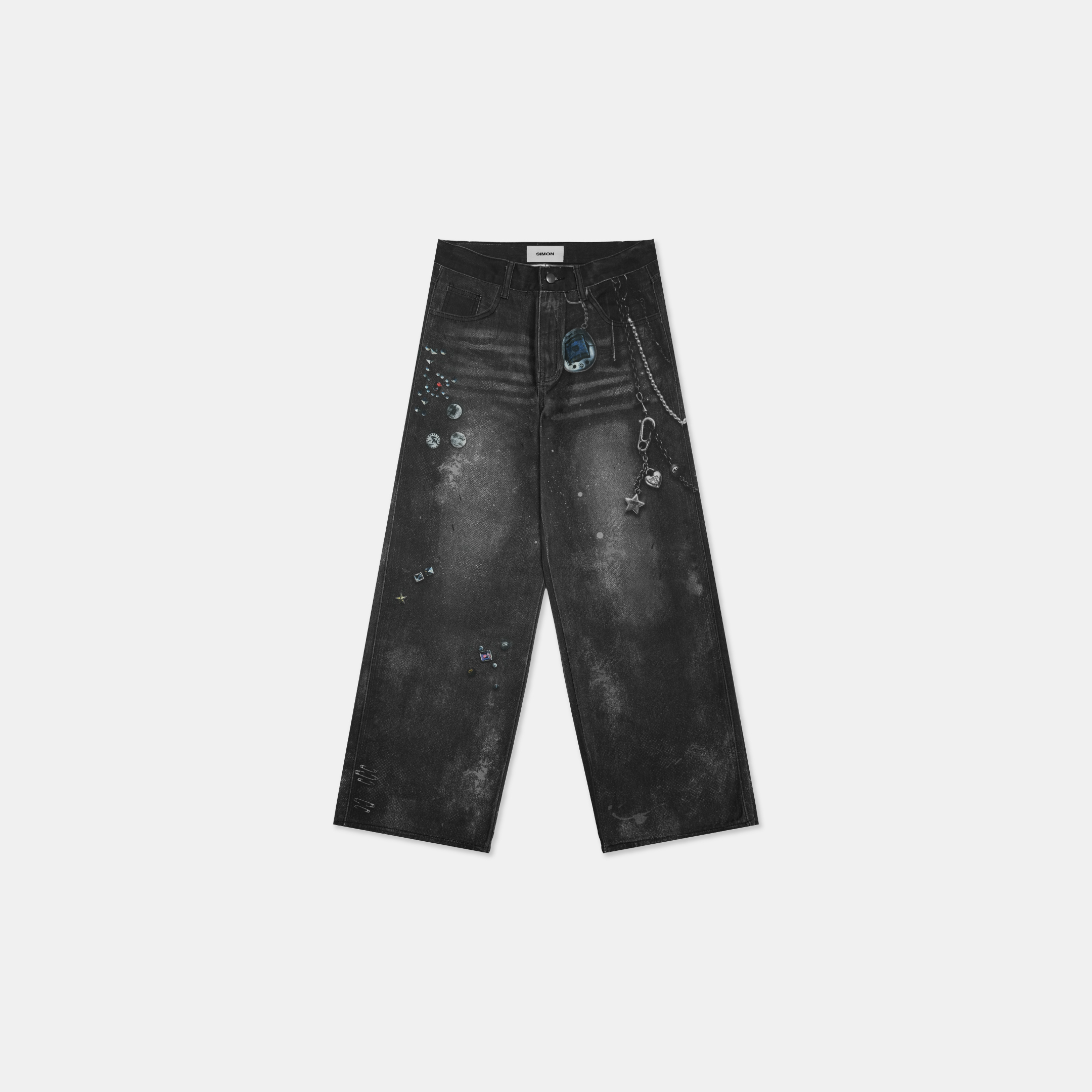 SIMON MADE BW-2514 海市蜃樓 3D 轉印 闊腿 牛仔褲