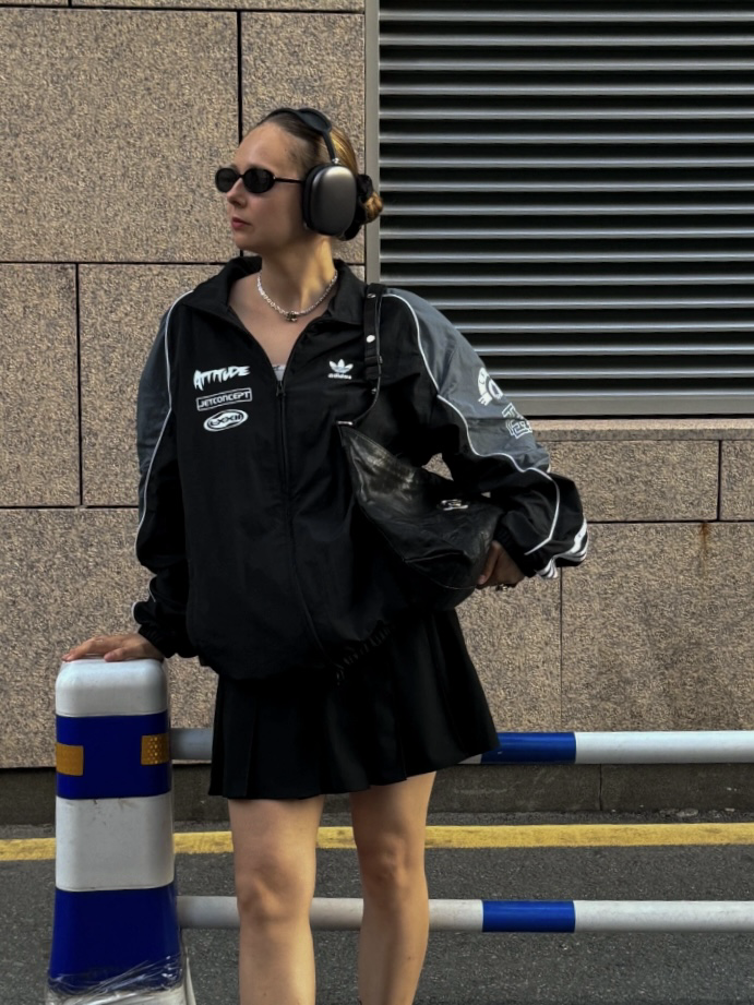 Adidas original JACKET 賽車外套 拼接條紋 黑色 男女同款 JL8406