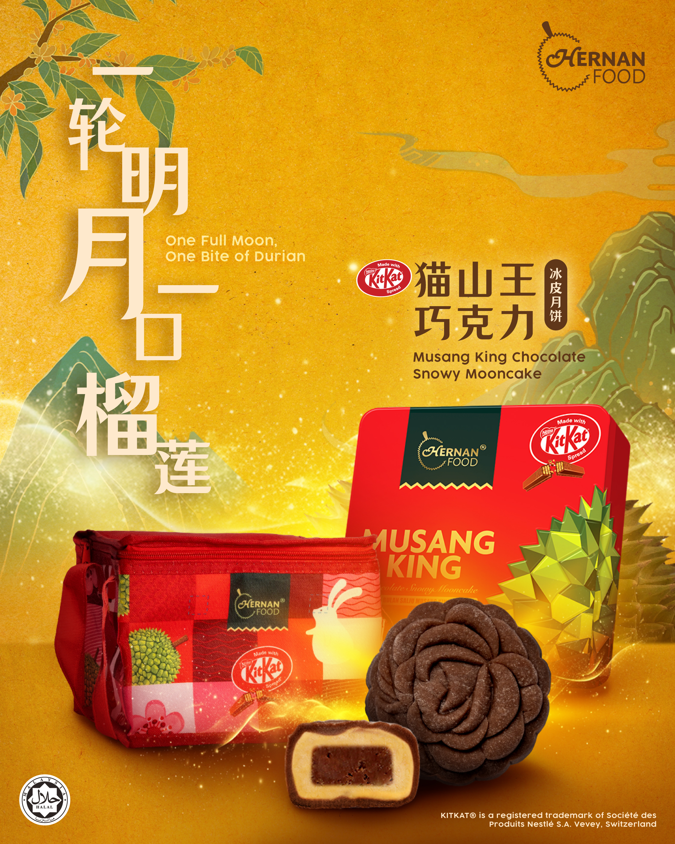 Musang King Chocolate Snowy Mooncake