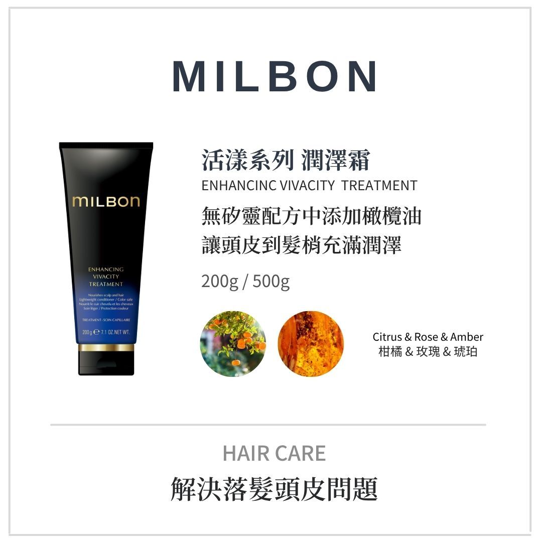 MILBON《活漾洗護系列》解決落髮困擾洗髮精推薦