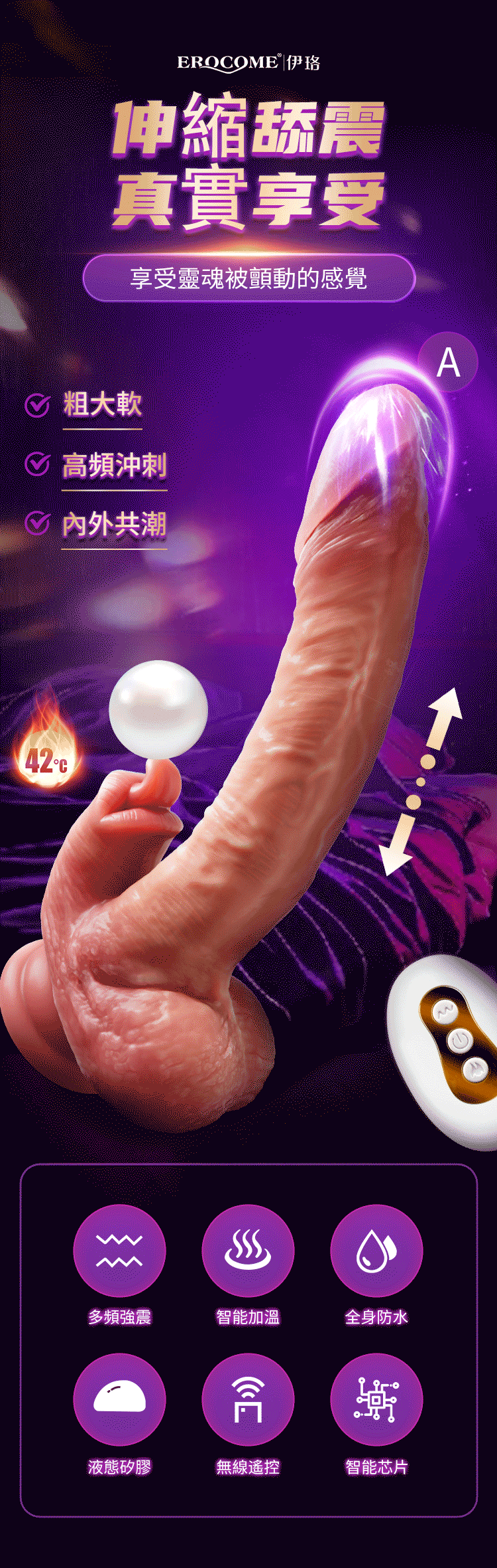 EROCOME - Serpens Pro 巨蛇座 舌舔加溫雙頭假陽具