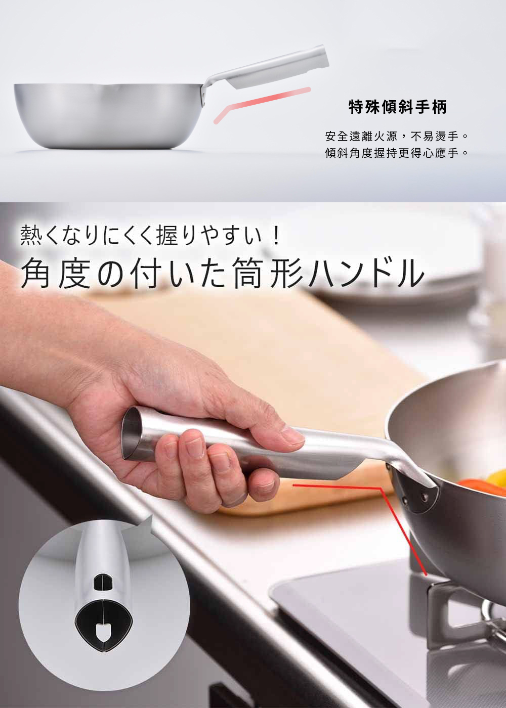 《下村企販・KOGU 》日本製304深型三層複合不鏽鋼單柄鍋 24cm