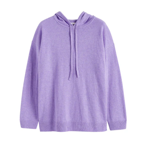 1CI0721-138 (Defect) CHINTI PARKER Wool-Cashmere Relaxed Hoodie Lavender #KSS2501 (C-EU-E)