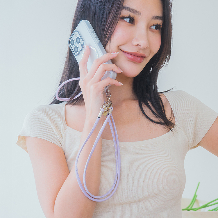簡約細款皮革長繩 (紫) 手機掛繩 皮革長掛繩 背帶