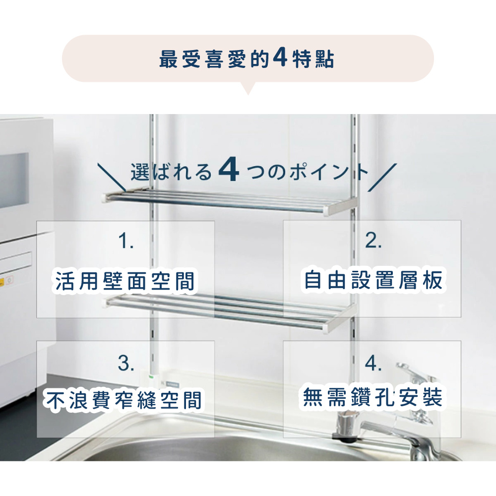 《田窪工業所》日本製不鏽鋼頂天立地廚房雙層置物架 寬60cm