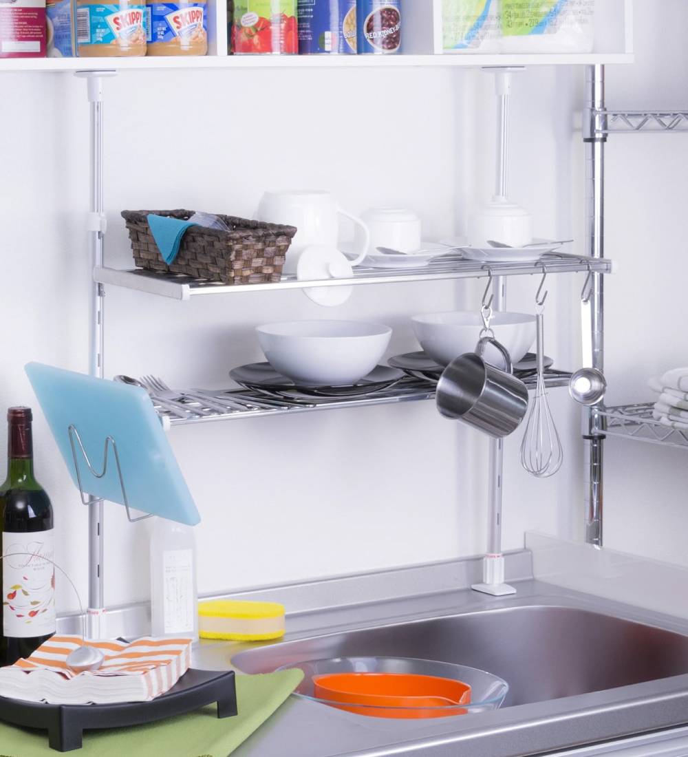 《田窪工業所》日本製不鏽鋼頂天立地廚房雙層置物架 寬60cm