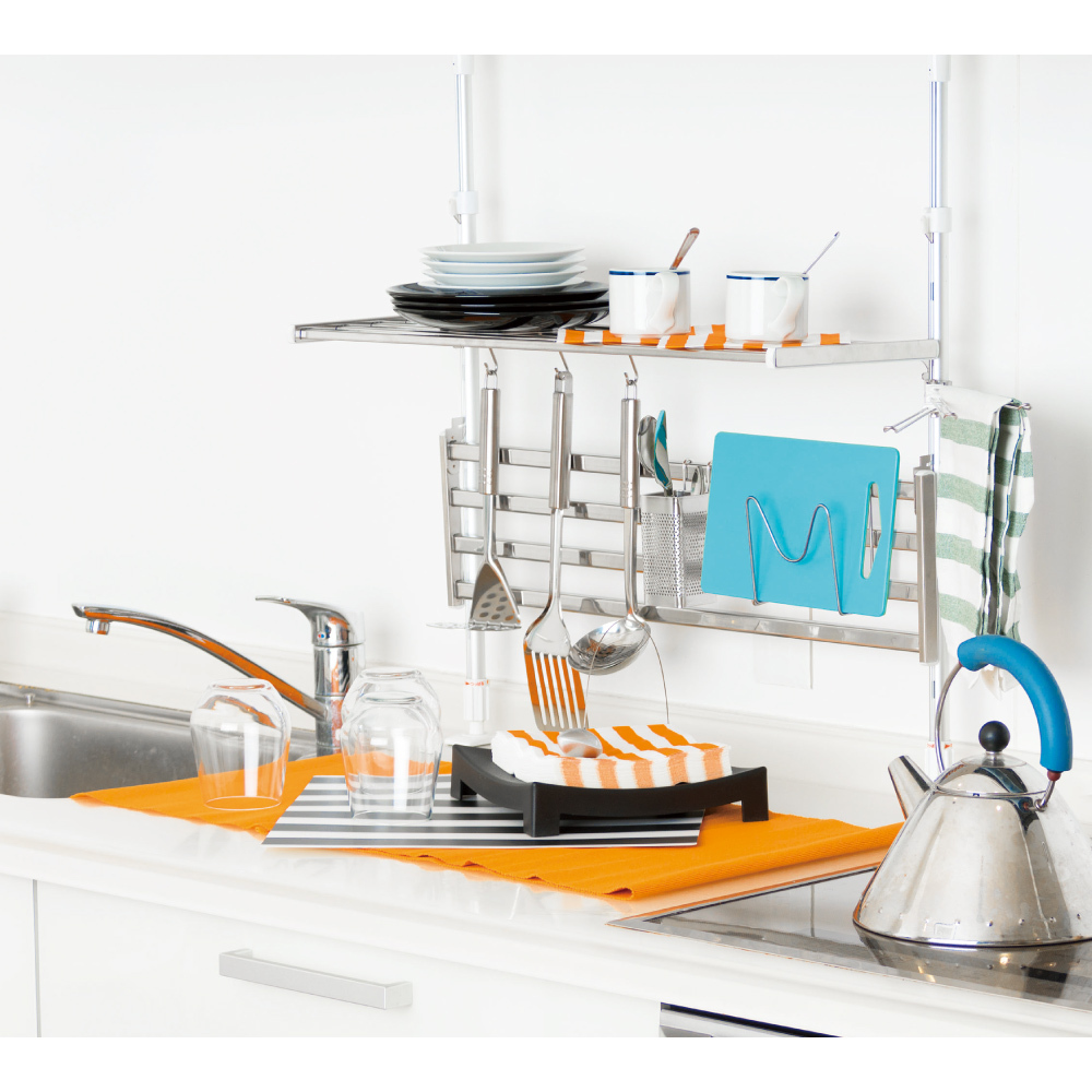 《田窪工業所》日本製不鏽鋼頂天立地廚房雙層置物架 寬60cm