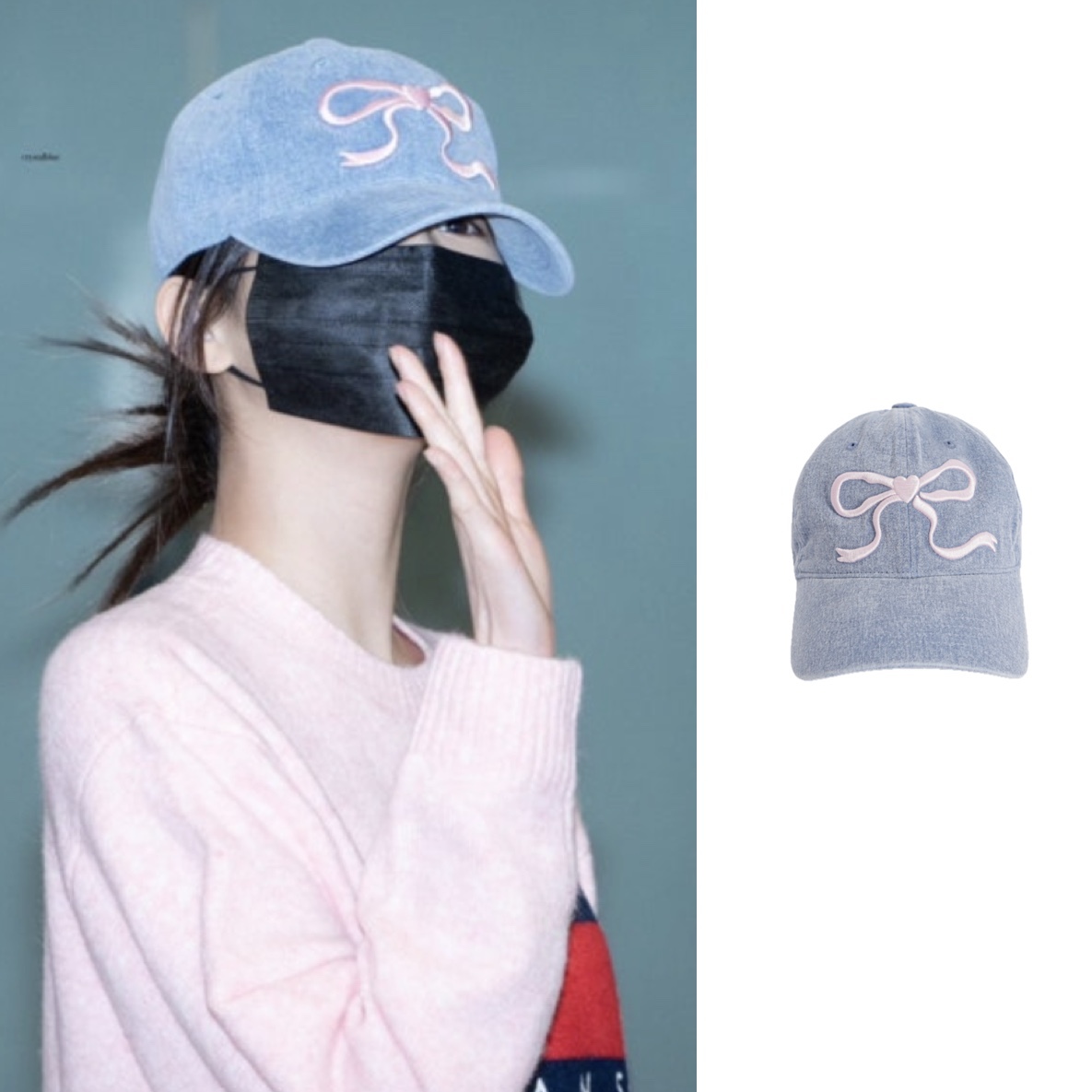 RONRON HEART RIBBON BALL CAP