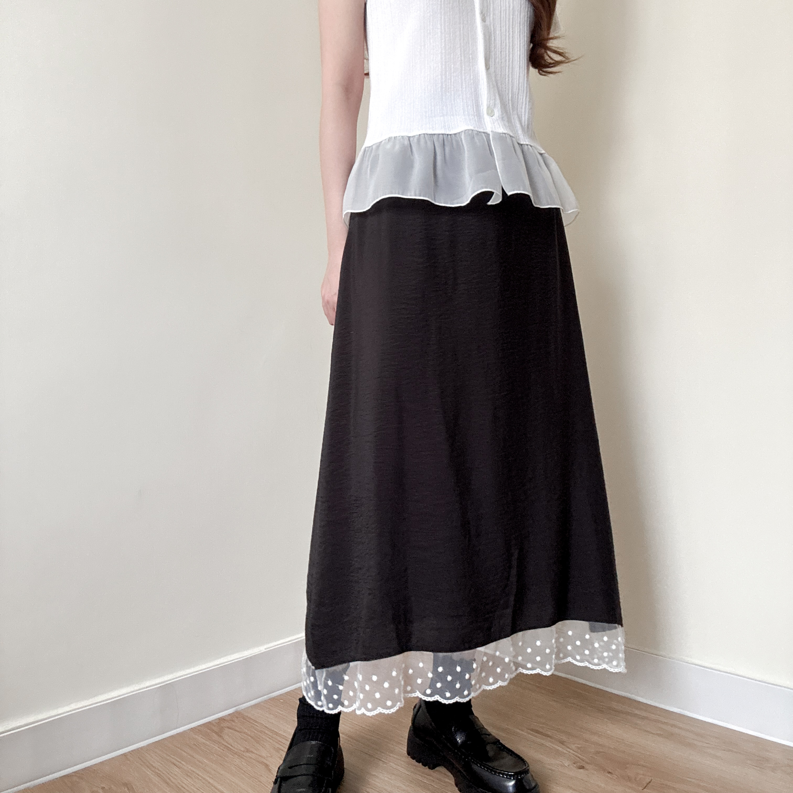 波點lace拼邊A字裙