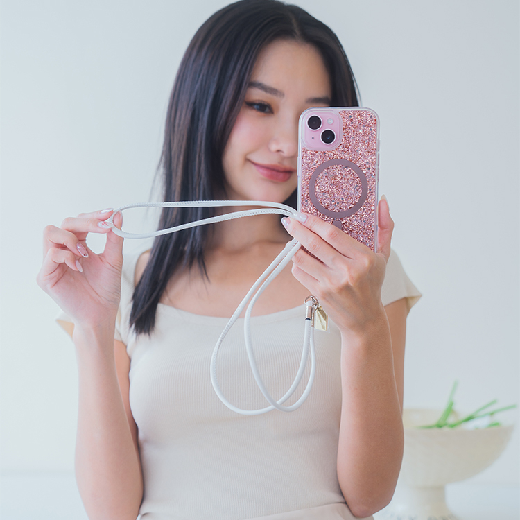 簡約細款皮革長繩 (白) 手機掛繩 皮革長掛繩 背帶