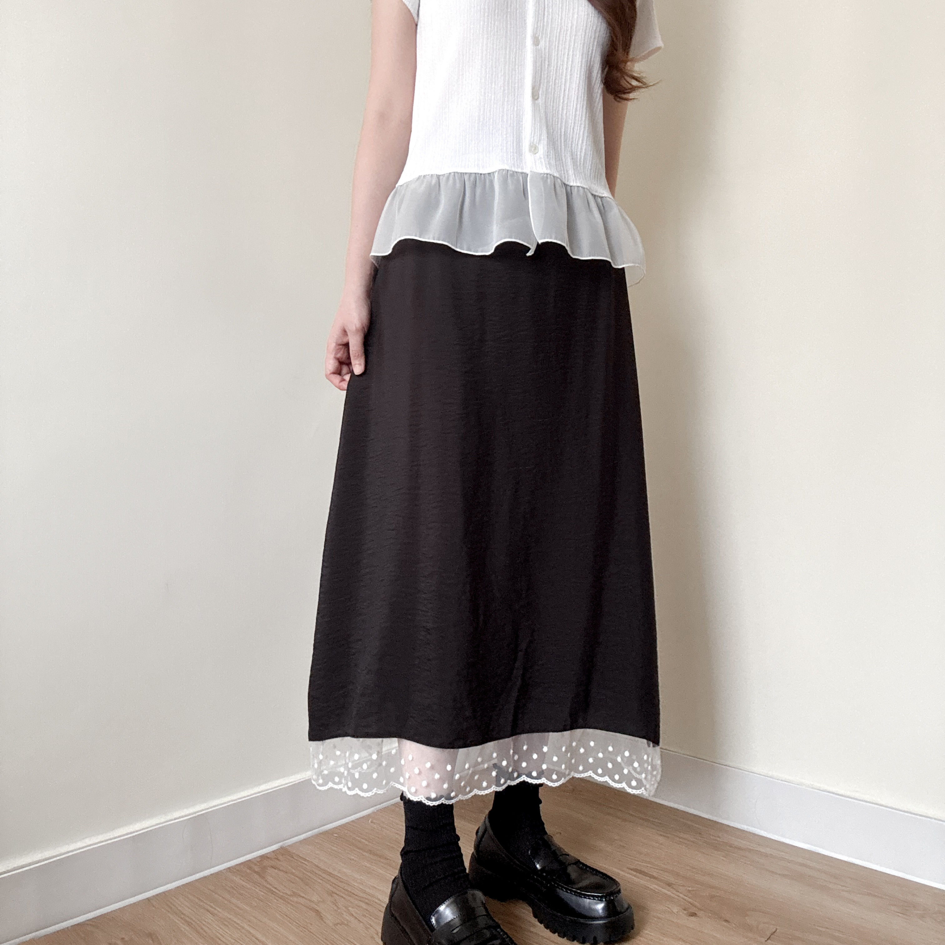 波點lace拼邊A字裙