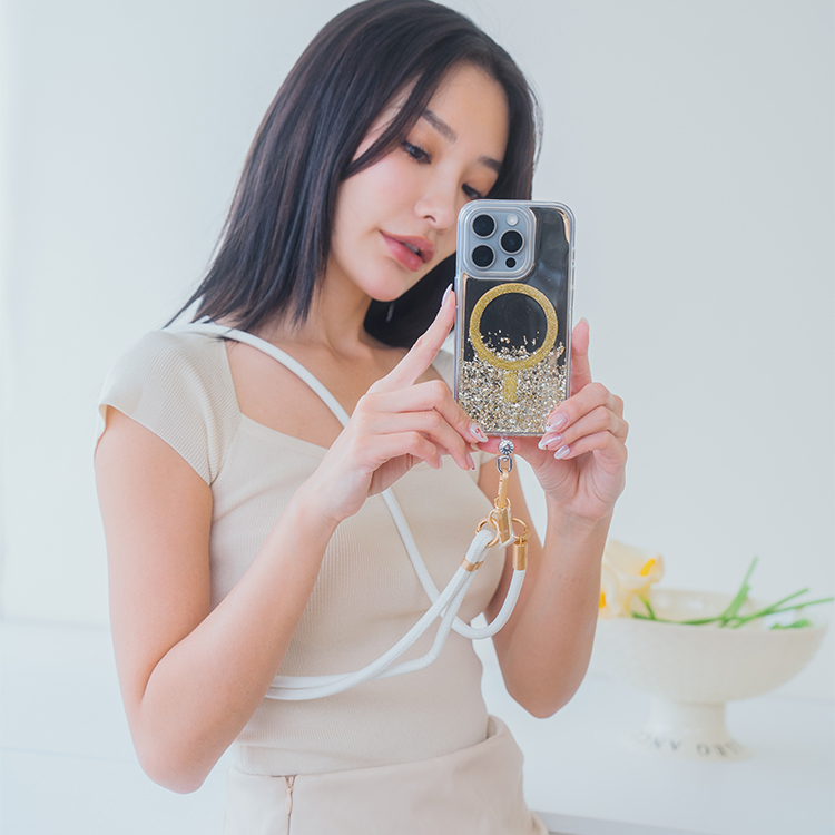 簡約粗款皮革長繩 (白) (可調節) 手機掛繩 長掛繩 背帶 手機背帶