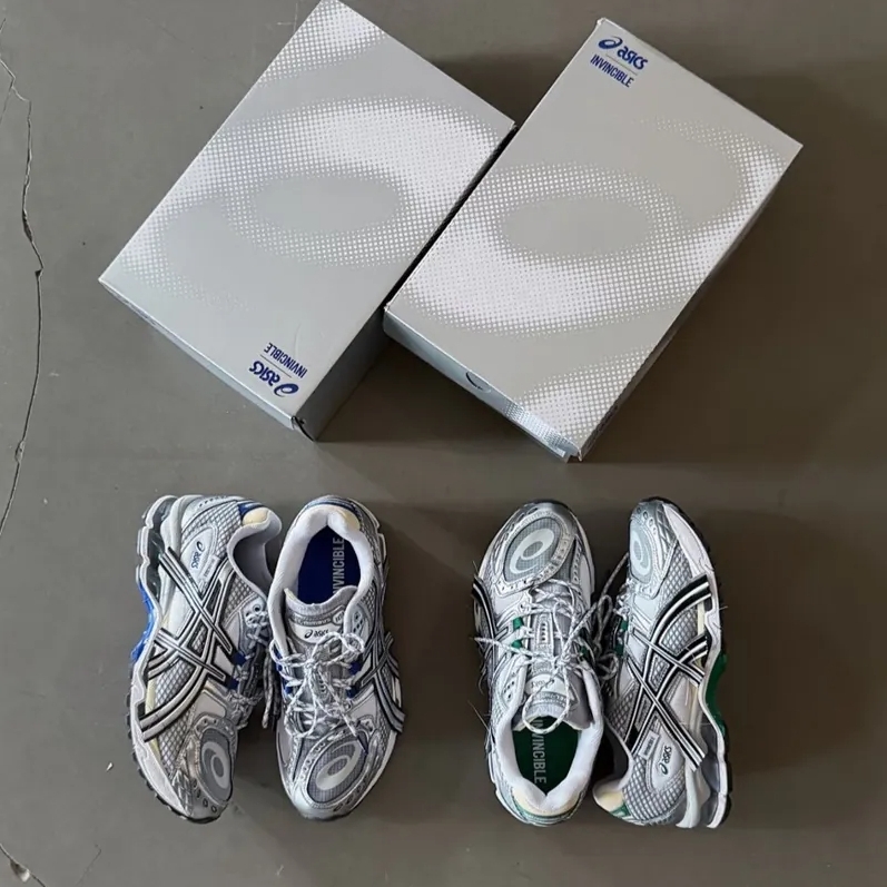 余文樂同款 Invincible® X Asics Gel-nimbus 10.1 聯名款 銀灰藍 銀灰綠 解構 拼接 復古休閒鞋 綠/藍 1203A814-020/1203A814-021