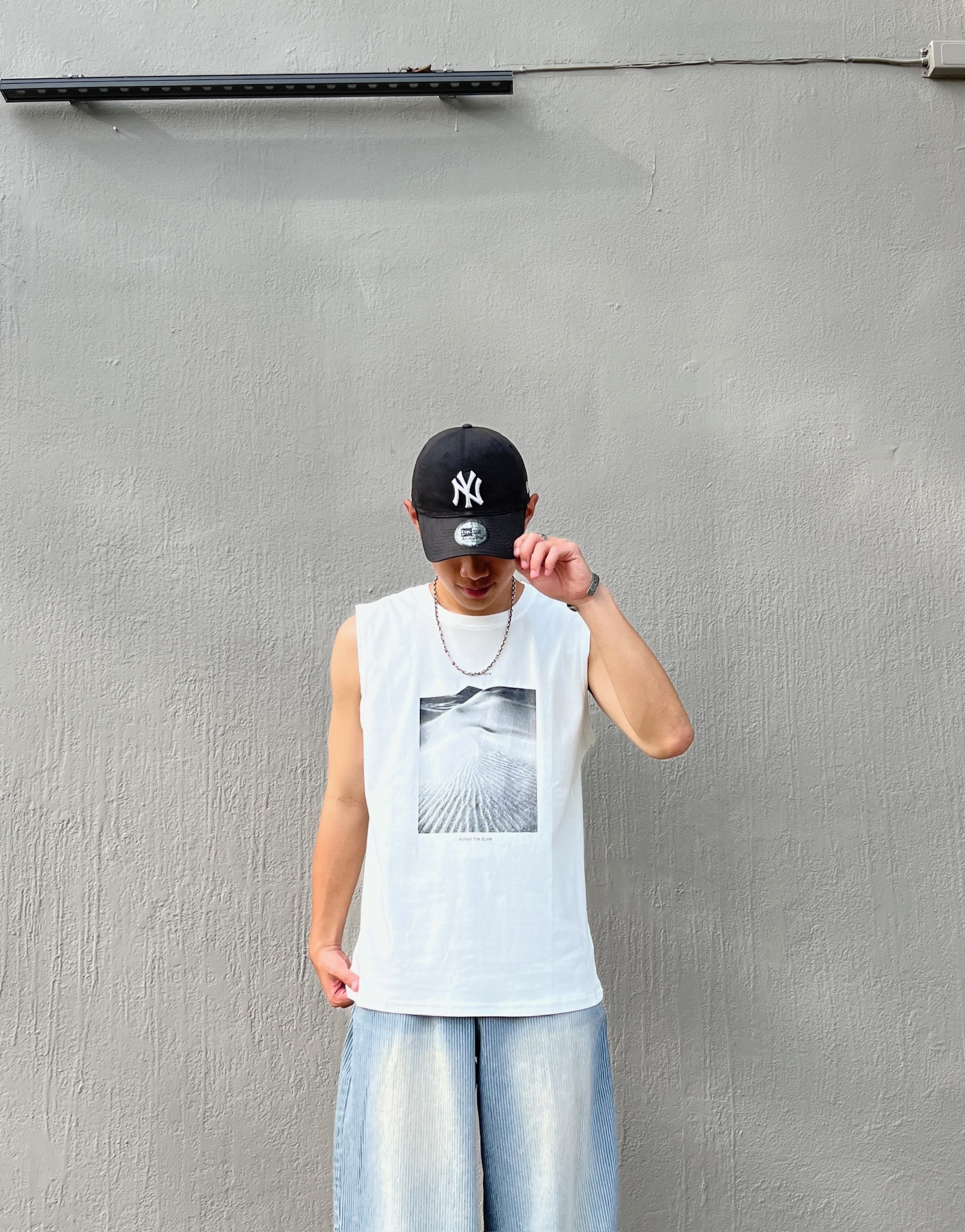 正韓 美式細條紋刷色牛仔褲 (2olors)