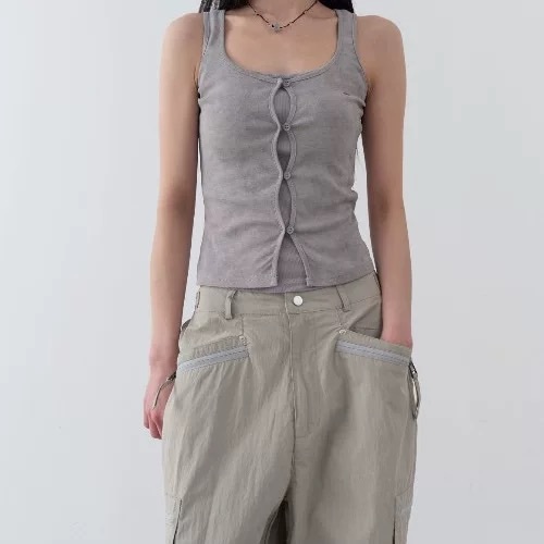 假兩件排釦復古上衣/二色