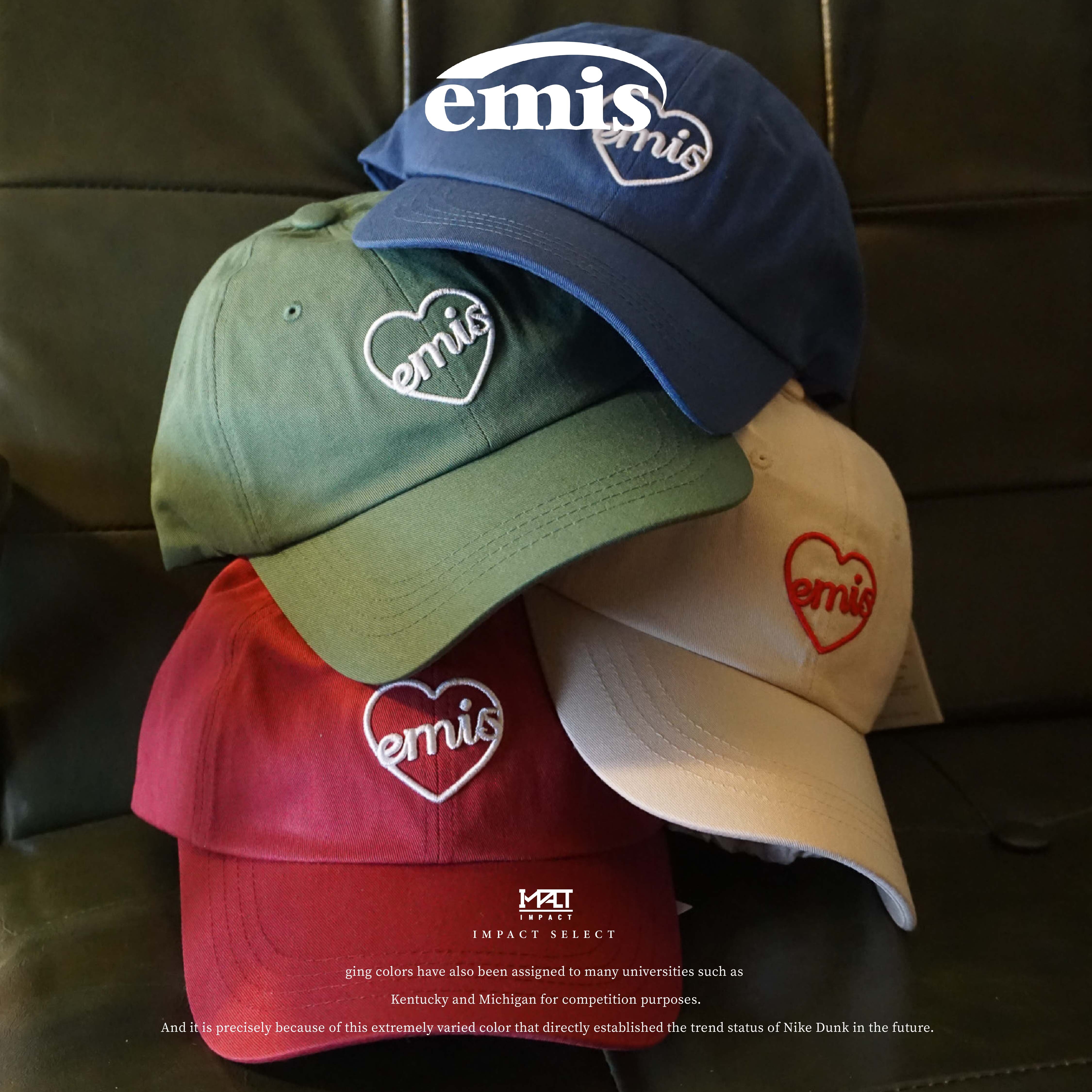 emis 刺繡 簍空 愛心棒球帽 老帽 四色 正韓 男女同款