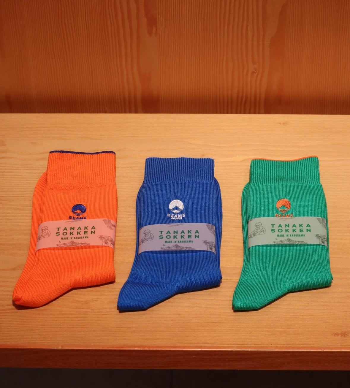 日本 BEAMS JAPAN 別注｜TANAKA SOKKEN 刺繍羅紋襪
