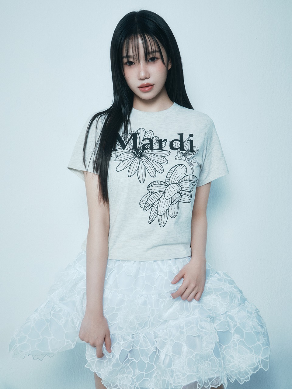 Mardi Mercredi SLIM TSHIRT TRIPLE FLOWER