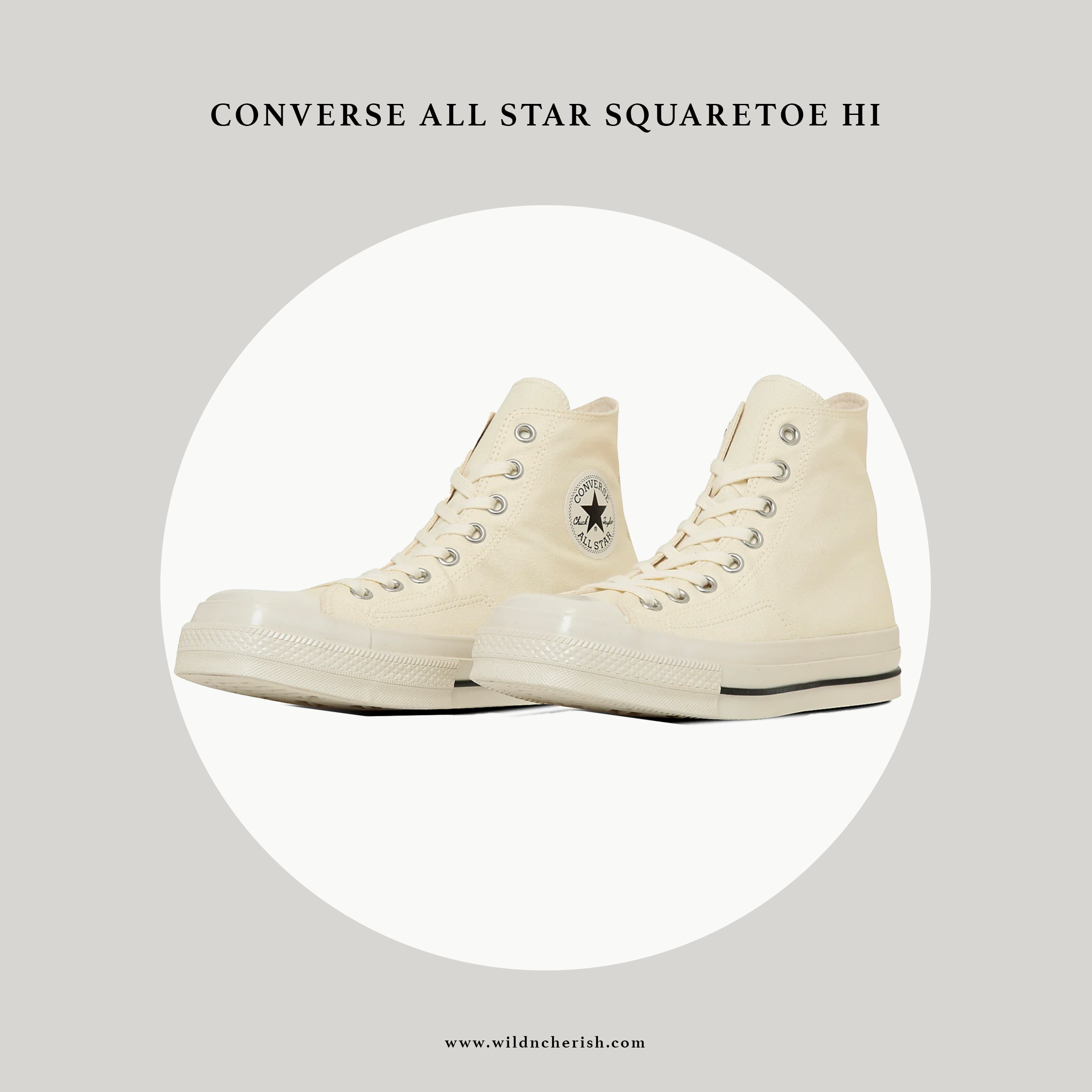 預訂 | Converse All Star Squaretoe Hi 方頭 高筒 米白色 日本限定