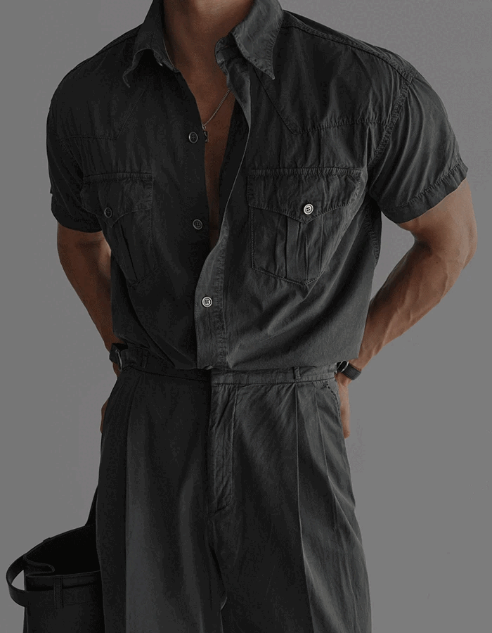 顏料肌肉型短袖襯衫